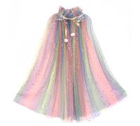 Proumhang Capa de Princesa para Niñas,Colorida Capa,Sparkling Lentejuelas Tul Fancy Dress para Halloween Carnaval Colores L