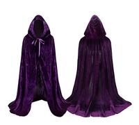 Proumhang Capa larga con capucha de terciopelo para niño, disfraz de Halloween, carnaval, Navidad, cabeza de máscara, morado