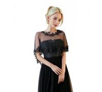 Proumhang Chales de Chiffon para Mujeres - Mantones,Capas y Velos Nupciales Elegantes para Novias,Damas de Honor, Fiestas de Promoción y Eventos Especiales Talla única Negro