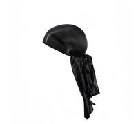 Proumhang Durag de Cola Larga,Sombrero Pirata,Como una Bufanda de Seda con Pañuelo de Cabeza de Satén Para Hombres y Mujeres,Banda de Cabeza Ondulada,Hip Hop y Decoración Diaria Negro