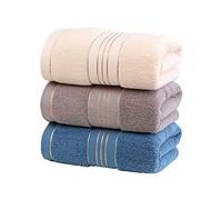 Proumhang Juego de Toallas de algodón,Juego de 3 Toallas de baño (Beige + Azul + Gris),Toallas Ultra Suaves,Altamente absorbentes y de Secado rápido para baño,Toalla de Ducha,35cm x 75cm