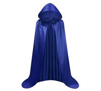 Proumhang Larga Capa con Capucha Medieval Vampiro Traje de Bruja Mujer Halloween Disfraz Carnaval Navidad Adulto Azul L