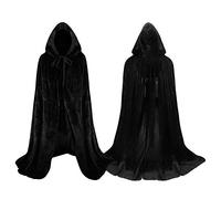 Proumhang Negro Capa con Capucha Terciopelo para Niños Disfraces de Halloween Disfraces de Muerte Disfraces de Vampiro Costume para Niñas Trajes de navidad 100 cm