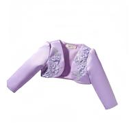 Proumhang Niños Niñas Shrug Cardigan Chaqueta Cover Up,Mangas Largas Flor De Satén Frente Abierto Bolero Chal,Boda Dama de Honor Fiesta Cumpleaños Princesa Vestir Púrpura 130