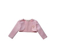 Proumhang Rosa Chaqueta de Manga Larga para Niñas,Bolero Shrug Cardigan Chaqueta Cover Up,3D Flor de Satén Frente Abierto Chal,Las Niñas de la Boda de la Dama de Honor Wrap 130cm