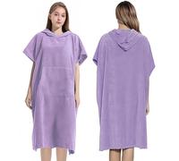 Proumhang Toalla Poncho con Capucha Unisex - Microfibra de Secado Rápido | Bata de Baño y Toalla de Playa para Surf, Natación |Cambiarse y Ropa Hombres y Mujeres Morado 80x110cm