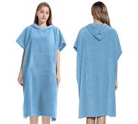 Proumhang Toalla Poncho con Capucha Unisex - Microfibra de Secado Rápido | Bata de Baño y Toalla de Playa para Surf, Natación |Cambiarse y Ropa Hombres y Mujeres Azul Claro 80x110cm