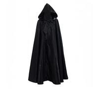 Proumhang Unisex Halloween Capa con Capucha Grim Reaper Vampiro Capa Larga Túnica Navidad Mascarada Carnaval Bruja Cosplay Accesorios Disfraces para Adultos Niños(M,Negro)