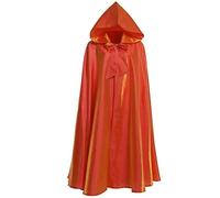 Proumhang Unisex Halloween Capa con Capucha Grim Reaper Vampiro Capa Larga Túnica Navidad Mascarada Carnaval Bruja Cosplay Accesorios Disfraces para Adultos Niños(S,Naranja)