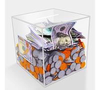 Prounion Hucha Transparente de Acrílico, Grande Piggy Bank Huchas Que no se Puede Abrir, Segura Caja Monedas Money Coin Bank Box para Adultos Niños, Solo Puede Guardar la Hucha Que no se Puede Sacar