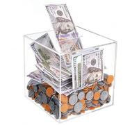 Prounion Hucha Transparente de Acrílico, Piggy Bank Huchas Que no se Puede Abrir, Segura Caja Monedas Money Coin Bank Box para Adultos Niños, Solo Puede Guardar la Hucha Que no se Puede Sacar