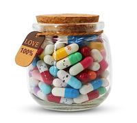 Prounion Mensaje Letras Cápsula en Botellas de Vidrio, 100 PCS Bonitas Capsule Letters Message Love Happy Letter Pill para Novio, Novia Aniversario, Cumpleaños, San Valentín, Día de la Madre