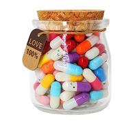 Prounion Mensaje Letras Cápsula en Botellas de Vidrio-100 PCS, Bonitas Capsule Letters Message Love Happy Letter Pill para Novio, Novia Aniversario, Cumpleaños, San Valentín, Día de la Madre