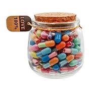 Prounion Mensaje Letras Cápsula en Botellas de Vidrio, 100 PCS Capsule Letters Message Love Happy Letter Pill para Novio, Novia Aniversario, Cumpleaños, San Valentín, Día de la Madre