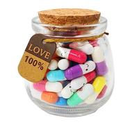 Prounion Mensaje Letras Cápsula en Botellas de Vidrio, 50 PCS Bonitas Capsule Letters Message Love Happy Letter Pill para Novio, Novia Aniversario, Cumpleaños, San Valentín, Día de la Madre