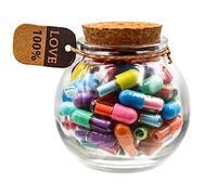 Prounion Mensaje Letras Cápsula en Botellas de Vidrio-50 PCS, Capsule Letters Message Love Happy Letter Pill para Novio, Novia Aniversario, Cumpleaños, San Valentín, Día de la Madre