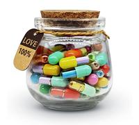 Prounion Mensaje Letras Cápsula en Botellas de Vidrio, 50 PCS Capsule Letters Message Love Happy Letter Pill para Novio, Novia Aniversario, Cumpleaños, San Valentín, Día de la Madre