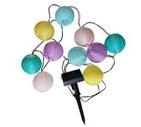 Provance Cadena de farolillos solares: guirnalda de luces LED solares con 10 farolillos de colores, 2,4 m, IP44 (cadena solar de farolillos exteriores)
