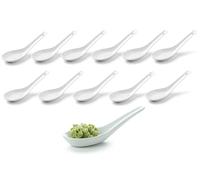 Provance Cucharas de porcelana, 12 piezas, blanco, arroz asiático, sopa y servir, ideal para cuencos, aperitivos, postres, ramen, cocina