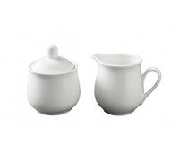 Provance Juego de 3 piezas de porcelana para leche y azúcar con tapa, jarra de leche, azucarero, recipiente para leche y azúcar, utensilios de cocina, mesa cubierta