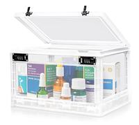 Provcodeabox Caja con cerradura con doble cerradura de combinación, caja de seguridad de 24 l para medicamentos, teléfono móvil y aperitivos, caja de almacenamiento apilable con 2 cerraduras de