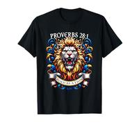 Proverbios 28:1 Versículo de la Biblia Inspiración Bold as a Lion Design Camiseta