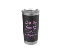 Proverbios 4:23 Keep Thy Heart With All Diligence Versículo de la Biblia Vaso térmico de acero inoxidable de doble pared