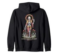 Proverbios Esqueleto Gótico Vintage 31:25 Fuerza Dignidad Sudadera con Capucha