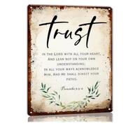 Proverbs 3：5-6 Trust in The Lord Metal Tin Sign Watercolor Botanical Bible Verse Wall Art for Bedroom Prayer Room Decor 8 X 12 in