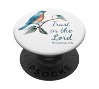 Proverbs 3:5 Trust in The Lord - Women Girls Bird (White) PopSockets PopGrip Adhesivo