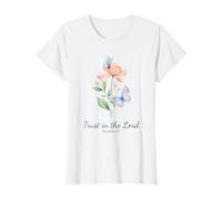 Proverbs 3:5 Trust in The Lord - Women Girls Floral (White) Camiseta