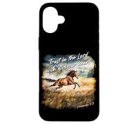Proverbs 3:5 Trust in The Lord - Women Girls Horse Verse Carcasa para iPhone 16 Plus