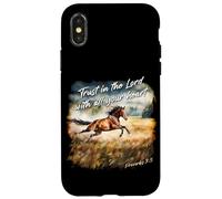 Proverbs 3:5 Trust in The Lord - Women Girls Horse Verse Carcasa para iPhone X/XS