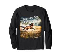 Proverbs 3:5 Trust in The Lord - Women Girls Horse Verse Manga Larga