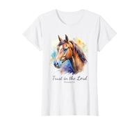 Proverbs 3:5 Trust in The Lord - Women Girls Horse (White) Camiseta