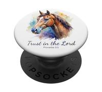 Proverbs 3:5 Trust in The Lord - Women Girls Horse (White) PopSockets PopGrip Adhesivo