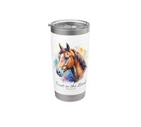 Proverbs 3:5 Trust in the LORD - Women Girls Horse (White) Vaso térmico de acero inoxidable de doble pared