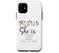 Proverbs 31 She is Strong Fierce Brave Full Fire Christian Carcasa para iPhone 11