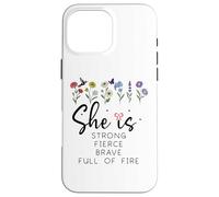 Proverbs 31 She is Strong Fierce Brave Full Fire Christian Carcasa para iPhone 16 Pro MAX