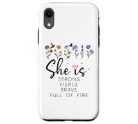 Proverbs 31 She is Strong Fierce Brave Full Fire Christian Carcasa para iPhone XR