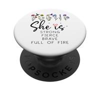 Proverbs 31 She is Strong Fierce Brave Full Fire Christian PopSockets PopGrip Adhesivo
