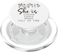 Proverbs 31 She is Strong Fierce Brave Full Fire Christian PopSockets PopGrip para MagSafe