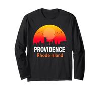 Providence Rhode Island Vintage Retro Sunset City State USA Manga Larga