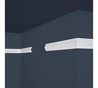 PROVISTON | Moldura decorativa | Poliestireno | 18 x 38 x 2000 mm | Blanco | Moldura de pared | Pintable | Fácil de instalar | De alta calidad | Estable y ligera | 2 metros