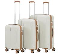 PROVITERA Juego de 3 maletas rígidas de ABS, maleta rígida 38-59 - 90 litros, mango telescópico, ruedas Easy Roll, trolley resistente y ligero de viaje, equipaje de mano, blanco perla (ral 1013),