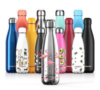 Proworks Botellas de Agua Deportiva de Acero Inoxidable | Cantimplora Termo con Doble Aislamiento para 12 Horas de Bebida Caliente y 24 Horas de Bebida Fría - Libre de BPA - 1L - Plata - Flamenco