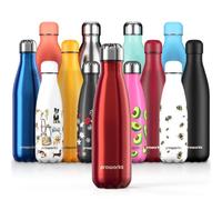 Proworks Botellas de Agua Deportiva de Acero Inoxidable | Cantimplora Termo con Doble Aislamiento para 12 Horas de Bebida Caliente y 24 Horas de Bebida Fría - Libre de BPA - 500ml - Rojo Metalizado