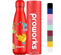 Proworks Botellas de Agua Deportiva de Acero Inoxidable | Cantimplora Termo, Doble Aislamiento 12 Horas de Bebida Caliente y 24 Horas de Bebida Fría 500ml - Rojo Amapola - Ele-Fun