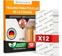 Proxinova Trampas polillas Alimentos - Atrapa Polillas y Feromonas Insectos Alimentos para Vigilancia Cocina Discreta sin Tóxicos hasta 3 Meses - Biocide Free - 12 Cards - Made in Germany