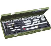 PROXXON 23 040 2223040-Estuche 1/2" + 1/4" 56 pcs, 0 V, Rojo, 10.2 cm